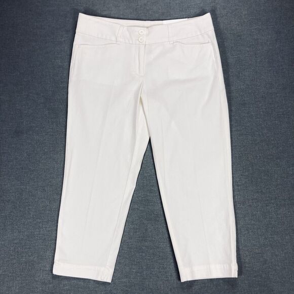 Ann Taylor LOFT Crop Pants Womens 6 White Straight Leg Stretchy Breathable NEW - Picture 2 of 16